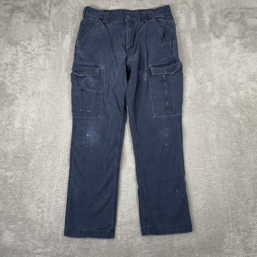 Carhartt Cargo Pants Mens 31x30 Navy Blue Relaxed Fit Canvas Workwear Skater